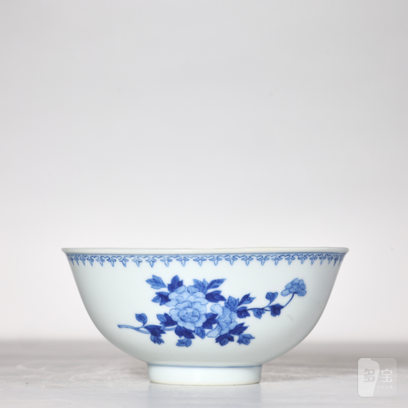 清光绪 青花花卉纹碗 - 图2